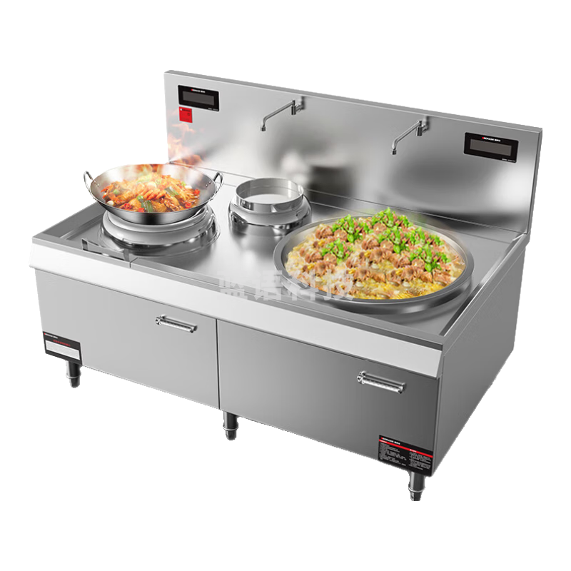 德玛仕（DEMASHI）大功率 商用电磁炉大锅灶学校单位食堂厨房设备 小炒加大炒组合灶HW-DXC1515-01（304材质）