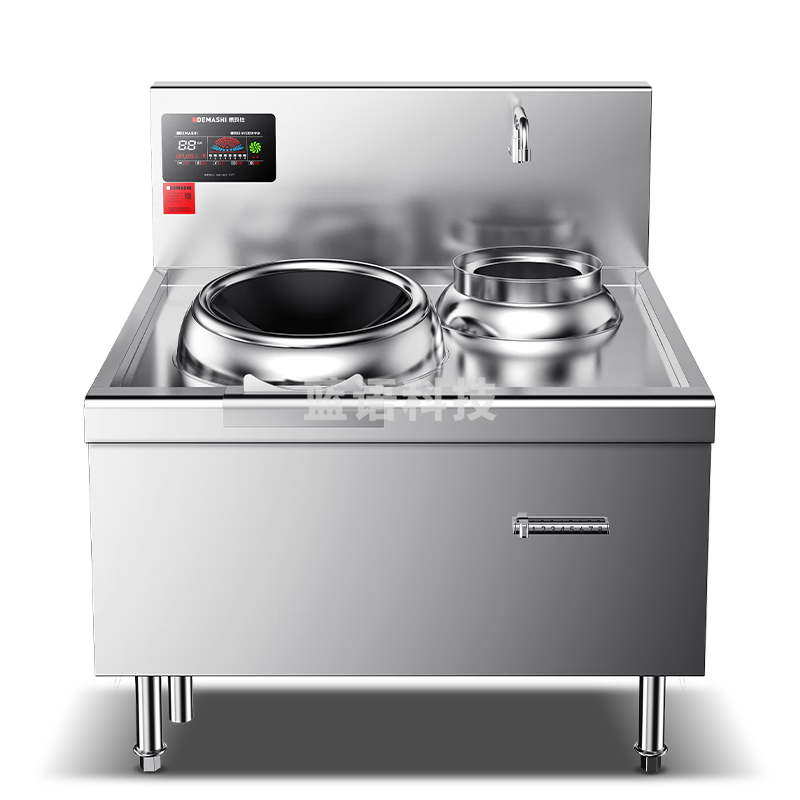 德玛仕（DEMASHI）大功率 商用电磁大炒炉大锅灶学校单位食堂 12kw单头单尾爆炒炉HW-XC12C-01（304材质）