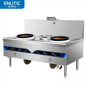 英利蒂克 Enlitic SZCT28-56-180 商用燃气灶台1.8x0.9米双炒单温灶 加厚耐火砖炉膛广式猛火炒炉灶台