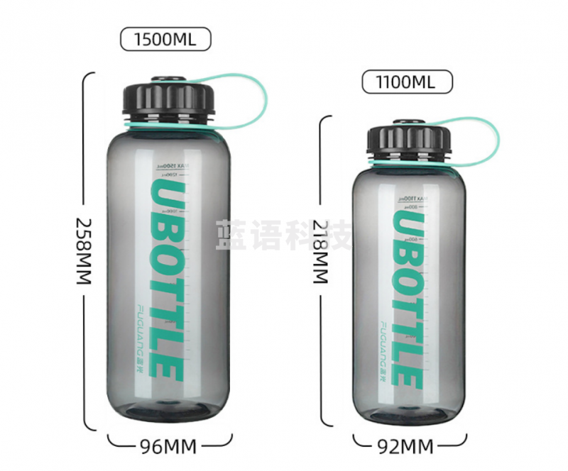 富光 FG0358-1100清闪水杯 塑料水壶 绿1100ml