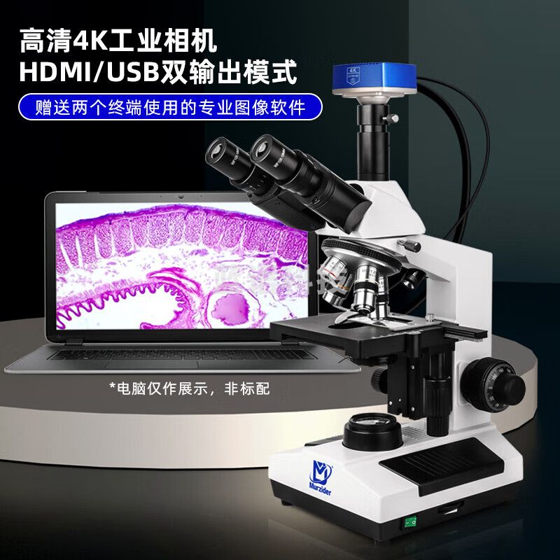 迈时迪（Murzider）显微镜专业生物初中生中考显示屏光学看细菌教学校用MSD4200 三目专业级高清显微镜+4K相机