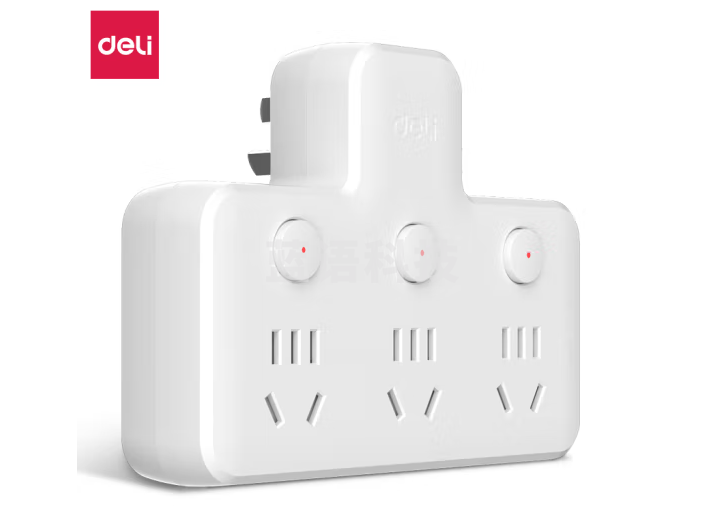 得力（deli）LU5002新国标安全插座 无线插座/转换插头/电源转换器/一转多插座分控 一转三
