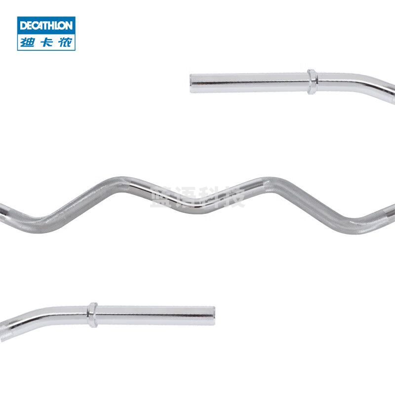 迪卡侬 健身肌肉塑形重量训练举重弯曲杠铃杆家用1.2m钢制CROB浅灰色（直径28mm）-2526775