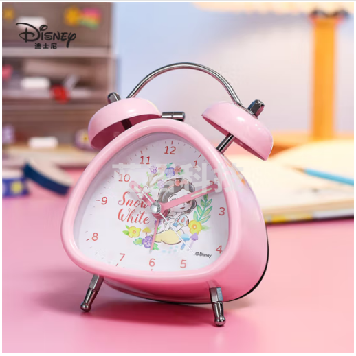 迪士尼（Disney）闹钟 小学生学习床头钟夜光双铃大音量卡通男女生儿童小闹钟 公主系列DM24984P