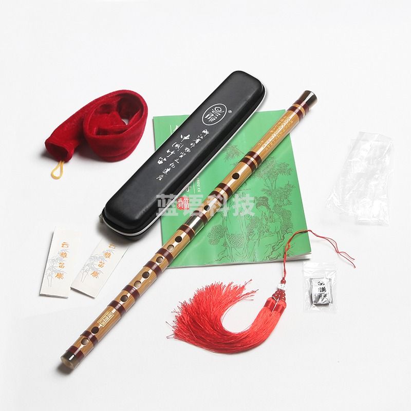 云雅棕色单插白铜F调笛子 民族管弦乐横笛专业演奏笛 初学入门竹笛