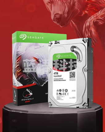 希捷(Seagate) NAS硬盘 4TB 256MB 5400转 CMR垂直 网络存储 SATA 原厂数据恢复服务 希捷酷狼 ST4000VN006
