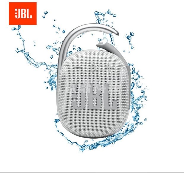 JBL CLIP4 无线音乐盒四代 蓝牙便携音箱+低音炮 户外音箱 迷你音响 IP67防尘防水 超长续航 一体式卡扣 白色