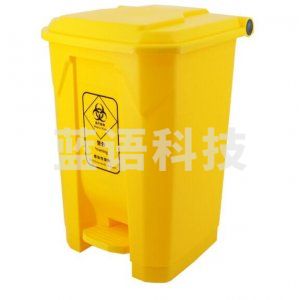 兰诗 黄色脚踏加厚垃圾桶 废物垃圾桶 80L