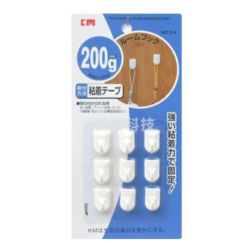 KM 214 U型挂钩 承重200g 1.2*1.8cm 白色 9枚/卡 计价单位:卡