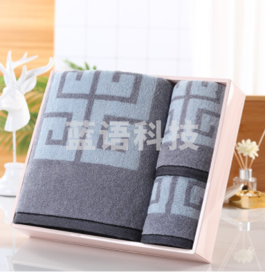 金号 毛巾浴巾礼盒三件套 纯棉吸水毛巾浴巾套装 浴巾、毛巾、方巾