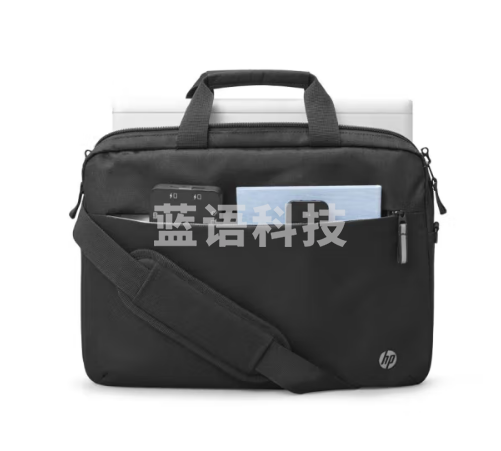 惠普(HP) 时尚商务多功能笔记本手提电脑包斜挎包单肩包 通勤差旅公文包 黑色 14.1英寸