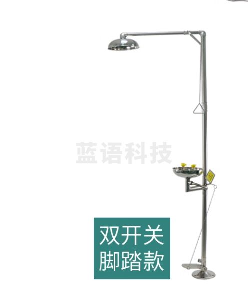 冰禹 304不锈钢洗眼器 立式冲淋装置实验室用紧急喷淋洗眼器 复合冲淋台式 BYaf-1034