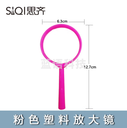 思齐（SiQi）粉色塑料放大镜 手持放大镜凸透镜科学实验用 30个