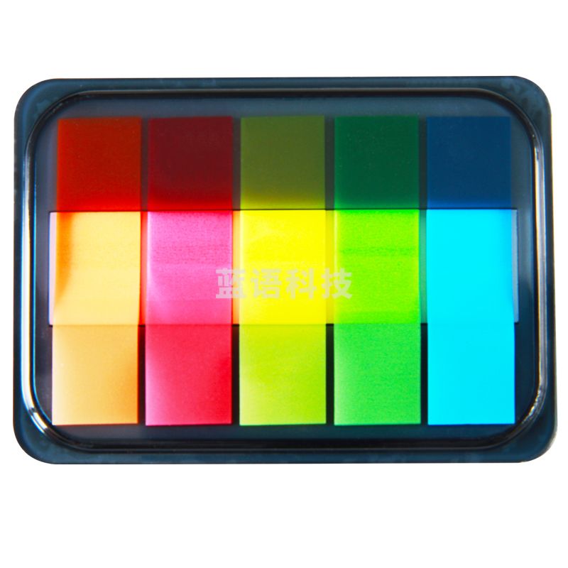 得力（deli）5色荧光膜指示标签贴 44*12mm抽取式便利贴便签条记事贴 9060 20盒