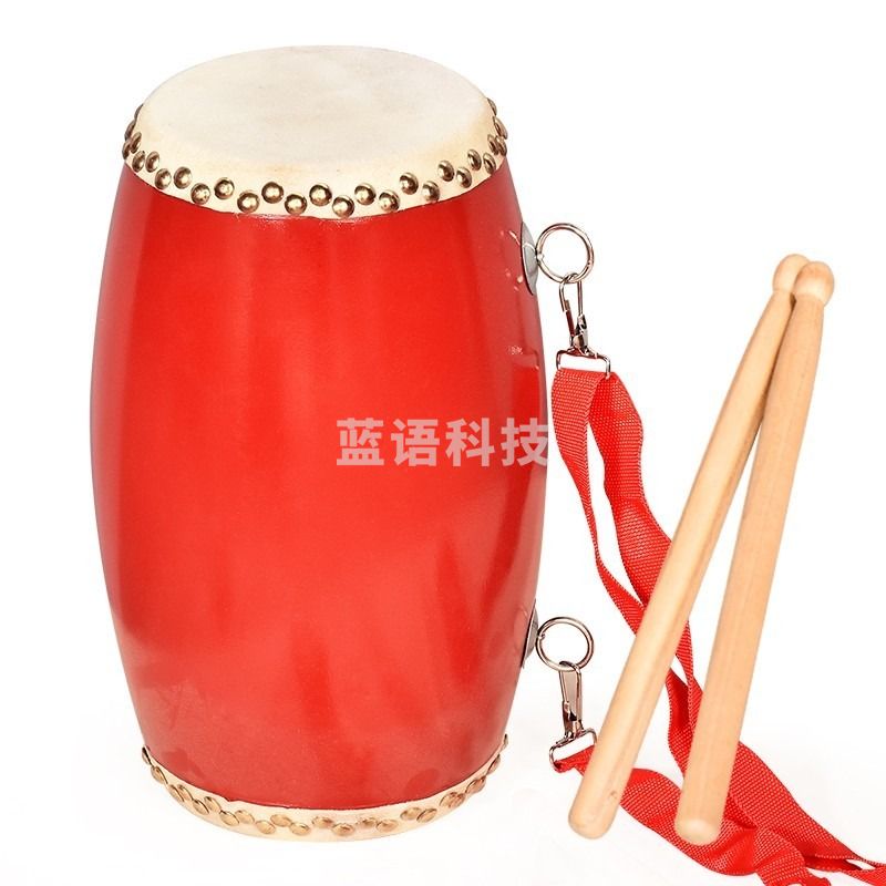 豪利特-14厘米木质腰鼓成人儿童牛皮腰鼓秧歌舞蹈陕北腰鼓打击乐器安塞腰鼓