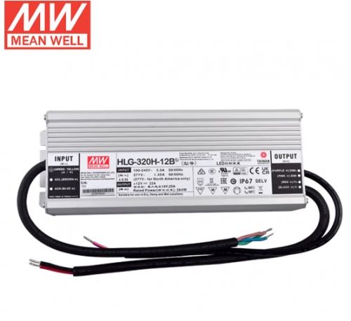 明纬（MEANWELL）HLG-320H-12B IP65/67防水电源 明纬LED防水电源12V22A