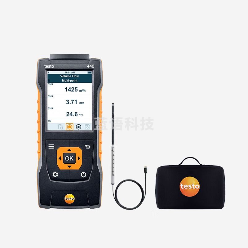 德图testo 440热线式风速仪蓝牙套装 热敏式风速仪风量风温测量 标准有线连接热线风速套装