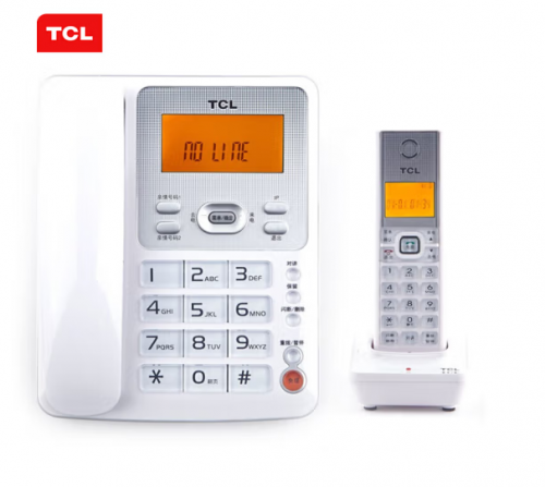 TCL D60一拖一无绳电话机 无线座机 子母机 中文菜单 免提 大按键 白