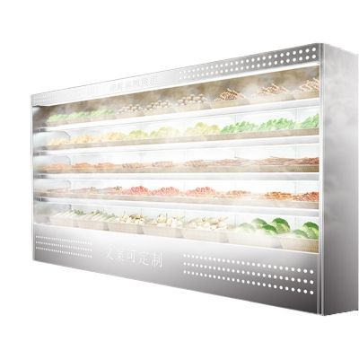 喜莱盛 XLS-FMG-4000 不锈钢款4.0米风幕柜超市便利店酸奶冷藏展示柜立式喷雾麻辣烫点菜水果保鲜饮料柜