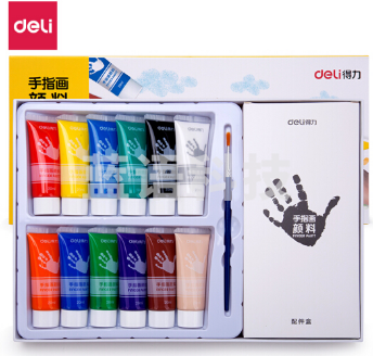 得力(deli) 12色 20ml 软管装可水洗 手指画 美术涂鸦颜料 73872 5盒装