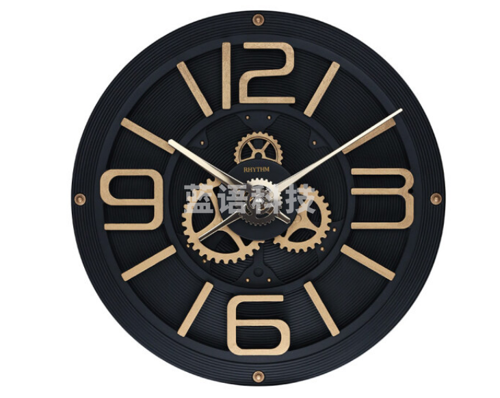 丽声(RHYTHM)静音石英挂钟cmg769nr02D扫秒时钟办公室钟表 40cm黑色齿轮