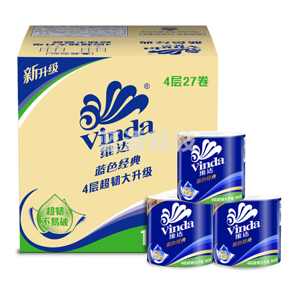 维达(Vinda) 卷纸 蓝色经典3层160g*27卷（箱）