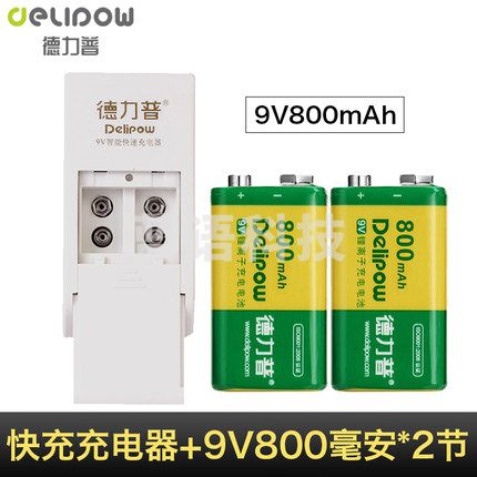 德力普 9V可充电电池  9号usb锂电池   充电器+800毫安9V电池*2