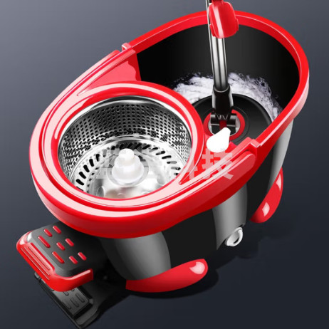 宏潮 四驱动旋转拖把桶免手洗手压脚踩好神拖懒人家用墩布拖地塑踏4头hc1-1005