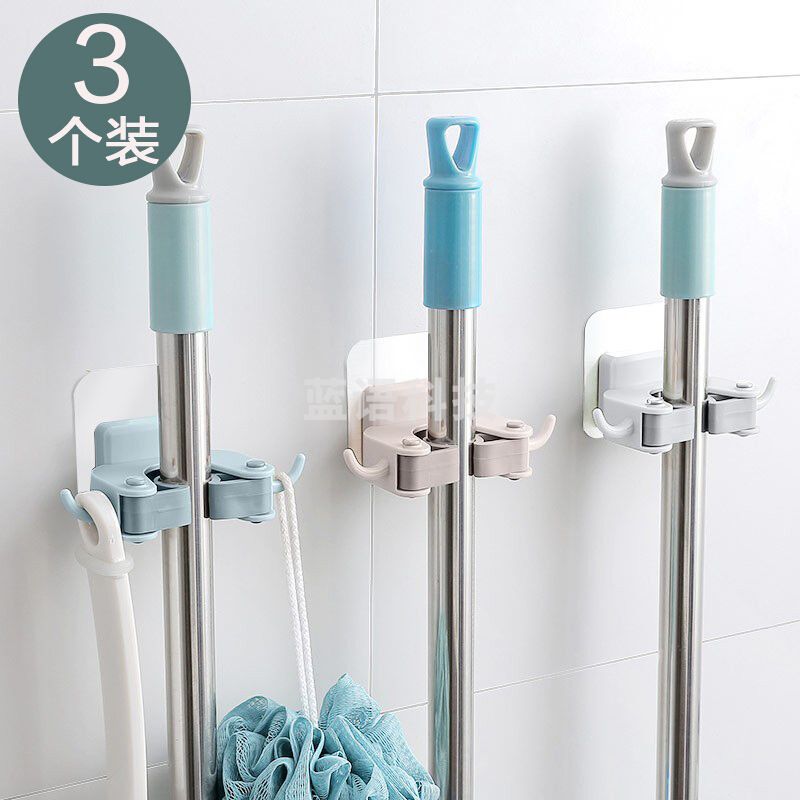 梦庭 拖把挂钩 拖把架 拖把夹子可移动 3组装 1719 混色
