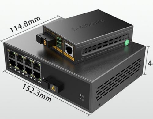 （下单前请咨询）胜为（shengwei）一光八电千兆单模单纤光纤收发器 网络监控SC接口千兆自适应光钎收发器 20KM BGH108GX