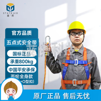 援邦（YUANBANG）五点式（2米O型钩） 五点式安全带 高空作业全身式国标 攀岩空调安装腰带安全绳