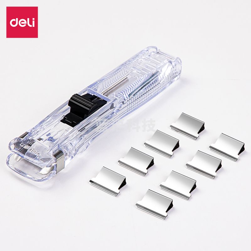 得力（deli）办公装 订推夹器 可夹纸张数40张 透明白 8591A 20套