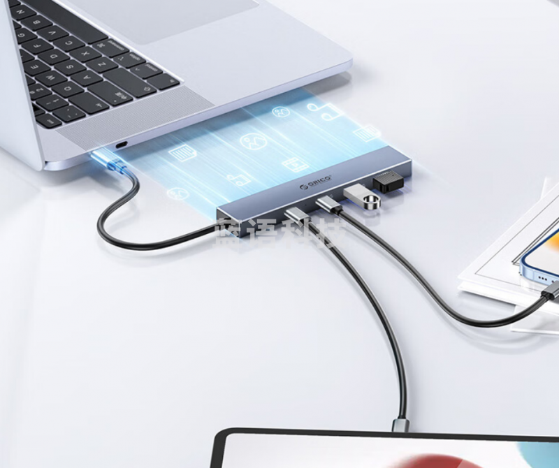 奥睿科（ORICO）Type-C拓展坞USB3.2 Gen2分线器高速4口扩展坞3.1集线器HUB桌面笔记本电脑转换器ORICO-DHY-3U1C-GY-BP