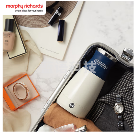 摩飞电器（Morphyrichards）电水壶烧水壶便携式家用旅行电热水壶随行冲奶泡茶办公室养生保温杯MR6090蓝色400ml