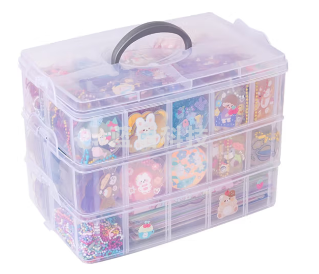 咕卡套装材料包全套咕盘估卡古卡贴纸套装圆盘女孩儿童玩具diy工具超值随心搭配便宜生日礼物 中号三层18格盒子/入门215件套