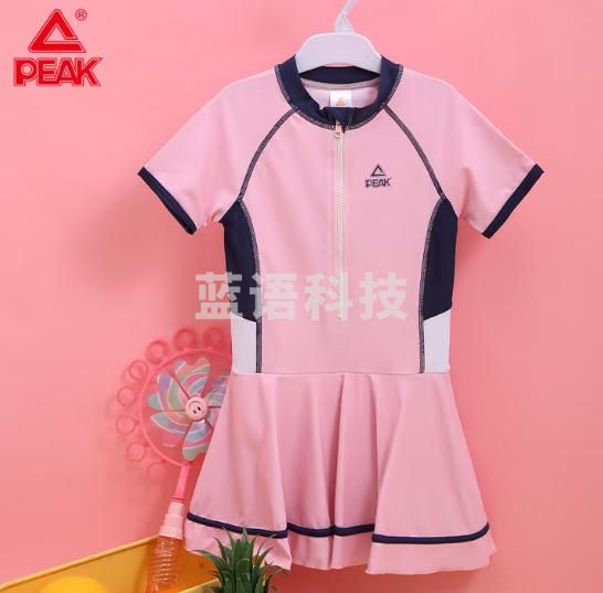匹克儿童泳衣女夏季中大童连体女孩防晒公主裙式温泉泳衣粉120