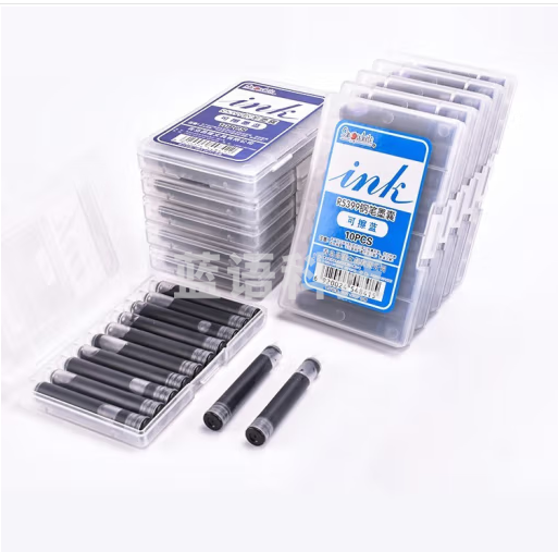 白雪（snowhite）钢笔小学生练字书法可擦墨囊儿童正姿卡通学习文具可换墨囊 黑色墨囊 10支/盒 20盒