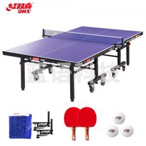 红双喜 DHS T1223 乒乓球台折叠移动式专业比赛乒乓球桌(含高档网架、乒乓拍、乒乓球)