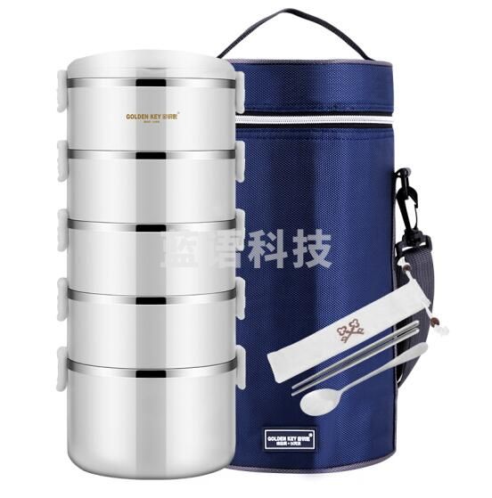 金钥匙（GOLDEN KEY）GK-3800BD-W 304不锈钢 五层防溢保温饭盒多层随心组合便当盒3.8L（珍珠白）