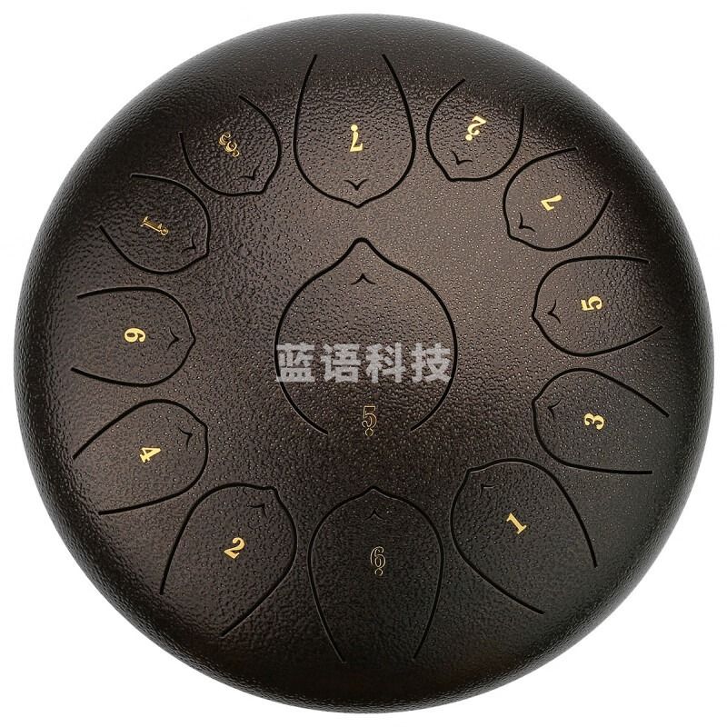 12寸13音鼓色空鼓忘忧鼓莲花鼓乐器 檀栗色