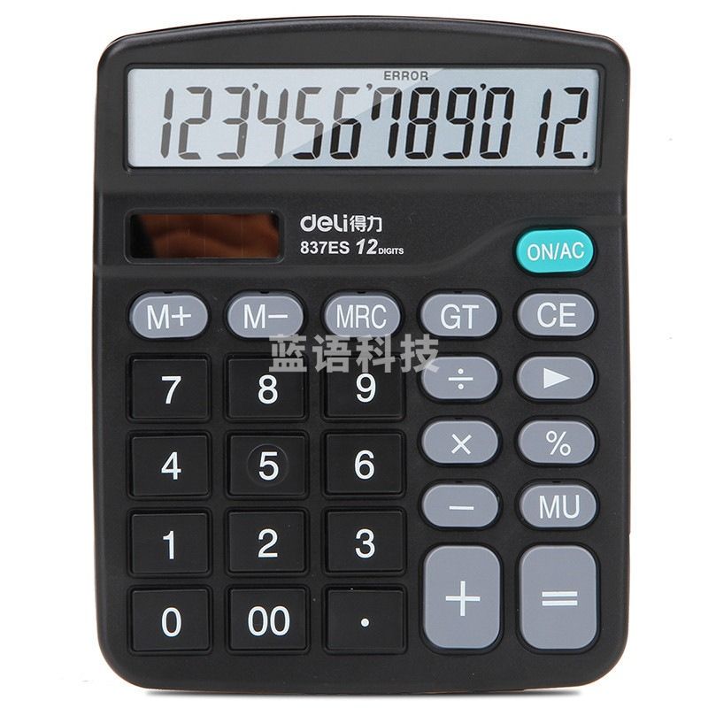 得力(deli)双电源桌面办公计算器 12位大屏幕桌面计算机 办公文具用品 837ES