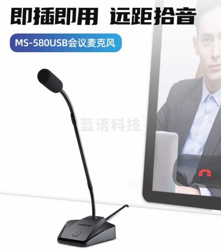 得胜（TAKSTAR）MS-580USB 电脑麦克风 网课教师笔记本外接直播语音游戏会议降噪话筒