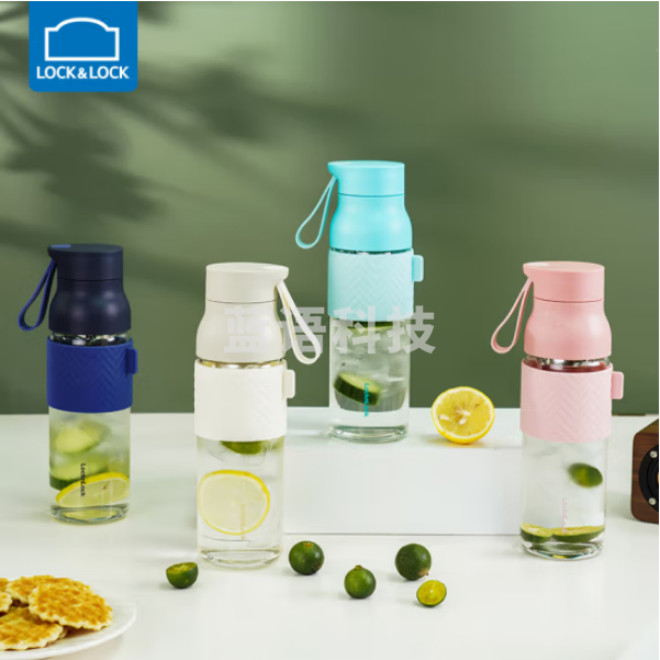 乐扣乐扣（LOCK&LOCK）LLG594 水滴耐热玻璃杯 带网片便携提手水杯500ML 颜色备注