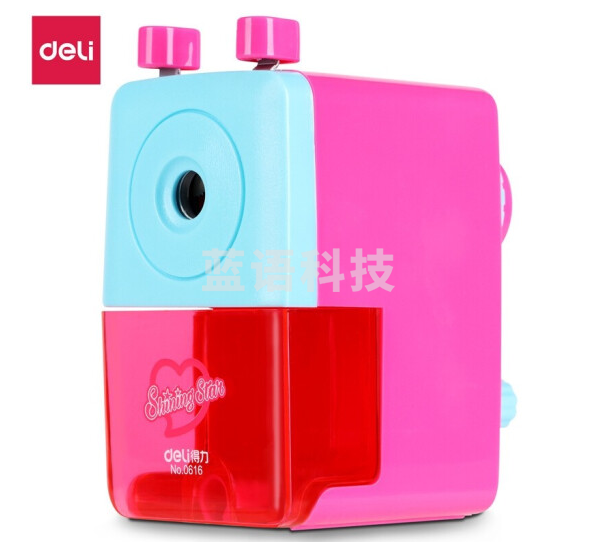 得力(deli)学生撞色款手摇削笔机/铅笔削笔器/转笔刀/卷笔刀 红色0616