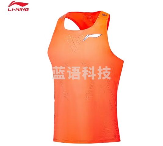 李宁速干透气比赛上衣男24新款跑步系列修身专业比赛运动服背心 荧光艳橘-3 L