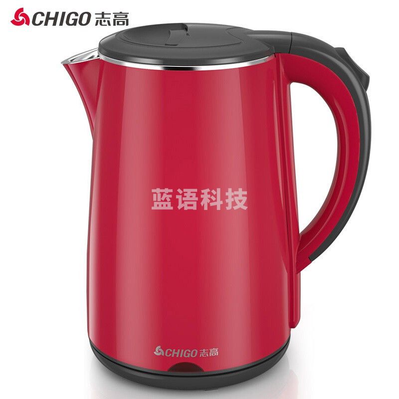 志高（CHIGO）ZD-1898-HG9 电热水壶 304不锈钢 双层防烫烧水壶 1.8L电水壶 红色