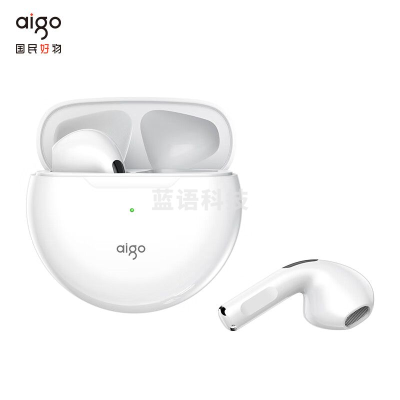 爱国者（aigo） T16 白色 半入耳式蓝牙耳机降噪 无线蓝牙5.1 超长续航跑步运动耳机迷你触控通话游戏耳机