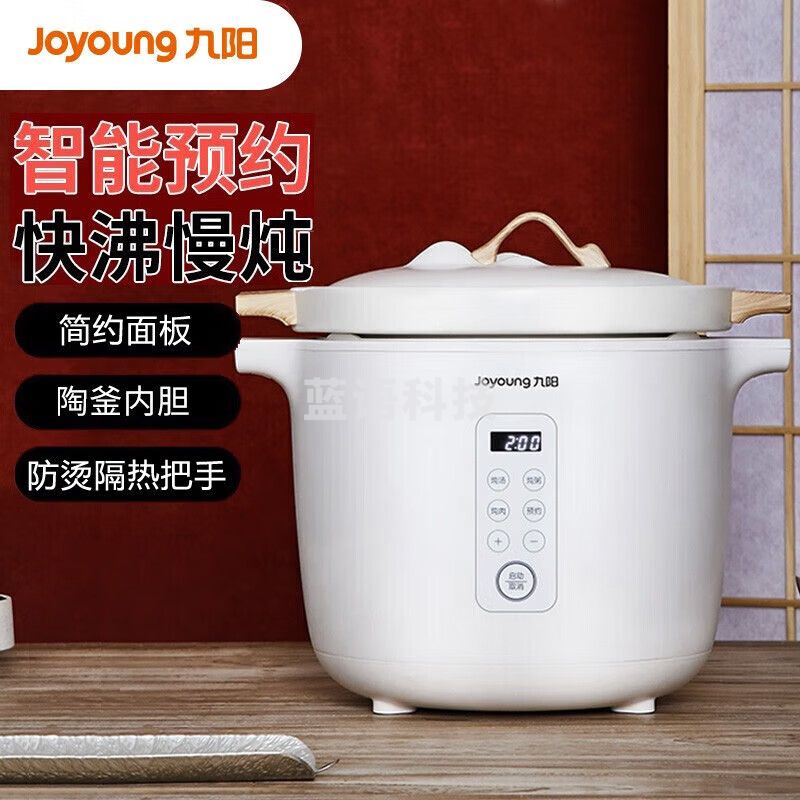 九阳北山陶瓷电炖锅电炖盅4.5L煲汤煮粥养生锅白瓷锅全自动预约电煮锅 D-45Z2/白色4.5升/500WM&C26807