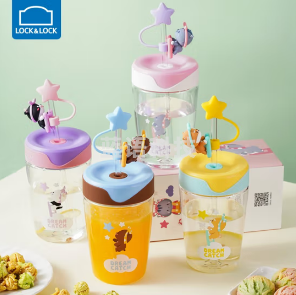 乐扣乐扣（LOCK&LOCK）ABF779 萌想Tritan吸管杯便携随手塑料茶水杯520ML 颜色备注