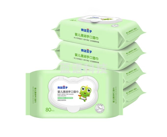 青蛙王子 婴儿湿巾 儿童清润手口柔湿巾 80抽*5包装5378078